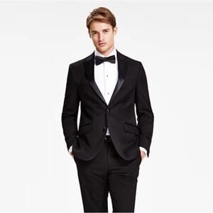 Kenneth Cole Reaction Blazer Men's Black Techni-Cole Classic Slim-Fit Size 38R